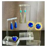Sterling Silver Azurite-Malachite Ring (Size 7) & Azurite-Malachite Circle Earrings & Turquoise-Accent Earrings