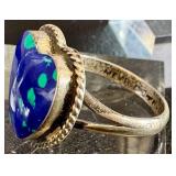 Sterling Silver Azurite-Malachite Ring (Size 7) & Azurite-Malachite Circle Earrings & Turquoise-Accent Earrings