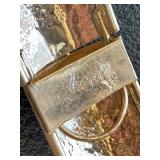 Vintage Textured Sterling Silver Bangle with Chevron Pattern