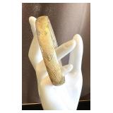 Vintage Textured Sterling Silver Bangle with Chevron Pattern