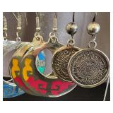 Aztec Calendar Earrings - Made in Mexico - Color Inlays