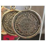 Aztec Calendar Earrings - Made in Mexico - Color Inlays