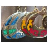 Aztec Calendar Earrings - Made in Mexico - Color Inlays