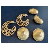 Vintage Liz Claiborne Vintage Statement Earrings - 3-Pair Gold-Tone Set