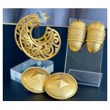 Vintage Liz Claiborne Vintage Statement Earrings - 3-Pair Gold-Tone Set