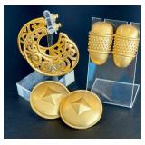 Vintage Liz Claiborne Vintage Statement Earrings - 3-Pair Gold-Tone Set