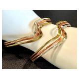 Damascene Gold Earrings - Vintage Damasquinado de Oro Filigree & Bead Drops