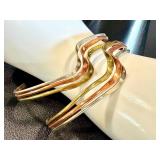 Damascene Gold Earrings - Vintage Damasquinado de Oro Filigree & Bead Drops