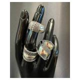 Sterling Silver Cannetille Wirework Rings - Set of 3, Mid-Century, Size 9.5