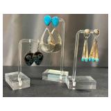 Sterling Silver Turquoise Earrings Set - 3 Pairs, Longest