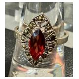 Sterling Silver Marcasite Heart Earrings (3 Pairs) & Ring Size 8