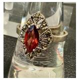 Sterling Silver Marcasite Heart Earrings (3 Pairs) & Ring Size 8