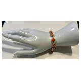 Sterling Silver Coral Bracelet 7.75 in