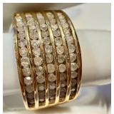 10K Gold Ring with Diamond Accents - Size 7