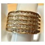 10K Gold Ring with Diamond Accents - Size 7