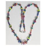 Lampwork Glass Beaded Necklace & Earrings Set - 31 in Necklace, 2-1/4 in Earrings