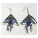 Indonesian Peacock Feather Bead Earrings - 2 Pairs