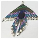 Indonesian Peacock Feather Bead Earrings - 2 Pairs
