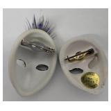 De Coranto Mask Brooches - Lot of 5 - White, Jester & Female Masks - Made in Italy