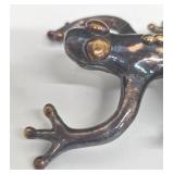 Sterling Silver Frog Brooch 925, Gold Bead Accent