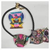 Graceful Geoponics Resin Brooch P Hempe - Hand-Painted Balsamwood Brooch - Bellows Pendant On Cord