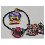 Graceful Geoponics Resin Brooch P Hempe - Hand-Painted Balsamwood Brooch - Bellows Pendant On Cord