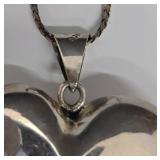 Sterling Silver Heart Pendant Necklace - 24in Chain - MEX 925