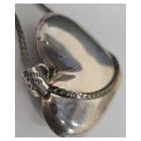 Sterling Silver Heart Pendant Necklace - 24in Chain - MEX 925