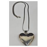 Sterling Silver Heart Pendant Necklace - 24in Chain - MEX 925
