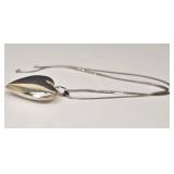 Sterling Silver Heart Pendant Necklace - 24in Chain - MEX 925