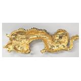 Dragon Pendant Set - 1.5 in Silver/Copper Dragon Pendant & Gold-Toned Brooch