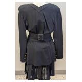 Crêpe & Silk Chiffon with Gold Buttons and Belt Skirt-Suit Karl Lagerfeld, Vintage