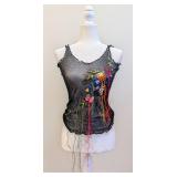 Vintage Jean Paul Gaultier Embroidered Floral Mesh Tank Top - Women