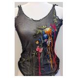 Vintage Jean Paul Gaultier Embroidered Floral Mesh Tank Top - Women