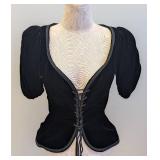 Yves Saint Laurent Velvet Lace-Up Top - Gipsy Bodice, Size 38, Made in France, 1977
