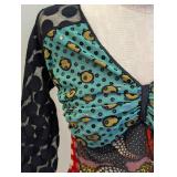 Vintage Jean Paul Gaultier - Black & Multi Print Open Back Semi Sheer Top