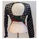 Vintage Jean Paul Gaultier - Black & Multi Print Open Back Semi Sheer Top