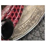 Barry Kieselstein Sterling Silver Duck Buckle Belt with Red Leather Strap - 40in