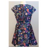 Ted Baker Fluxam Folk and Foilage Navy and Floral Fit and FlareDress - Size 2