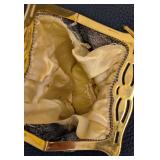 Antique Beaded Mesh Purse Gold-Tone Frame & Chain