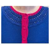 Nanette Lepore Crochet Dress - Blue with Pink Trim / Vintage Nanette Lepore Classa Flirt Crocheted Dress