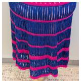 Nanette Lepore Crochet Dress - Blue with Pink Trim / Vintage Nanette Lepore Classa Flirt Crocheted Dress