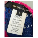 Nanette Lepore Crochet Dress - Blue with Pink Trim / Vintage Nanette Lepore Classa Flirt Crocheted Dress