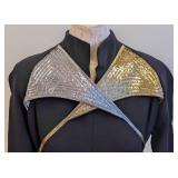 Geoffrey Beene Vintage Navy Dress - Size 8 with Metallic Cross-Front Panels