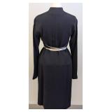 Geoffrey Beene Vintage Navy Dress - Size 8 with Metallic Cross-Front Panels