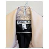 Vintage Christian Dior Skirt Suit - Navy with Peach Satin Lapels, Size 4