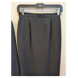 Vintage Christian Dior Skirt Suit - Navy with Peach Satin Lapels, Size 4