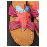 John Fluevog Flat Slide Sandals - Floral Bow, Size 7.5 (Lot of 2)