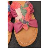 John Fluevog Flat Slide Sandals - Floral Bow, Size 7.5 (Lot of 2)