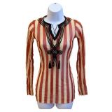 Vintage Jean Paul Gaultier Mesh Top - Striped Sheer Knit - Size M
